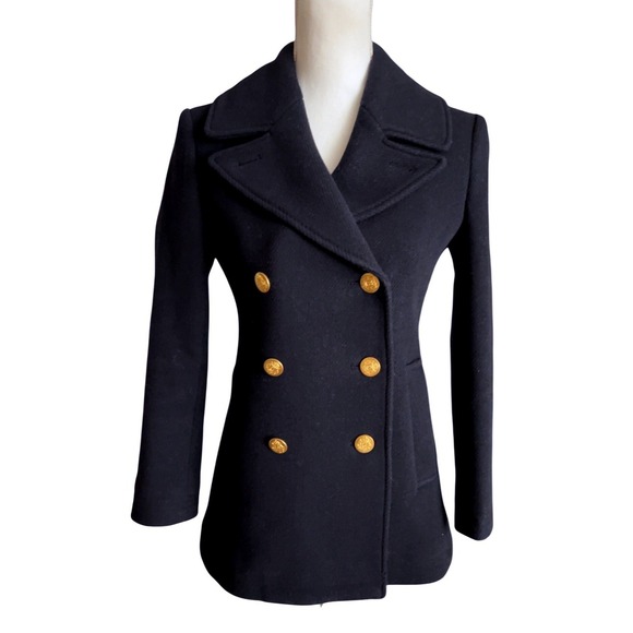 J. Crew Jackets & Blazers - J. Crew Navy Wool PeaCoat Stadium Cloth by Nello Gori SZ: 0P